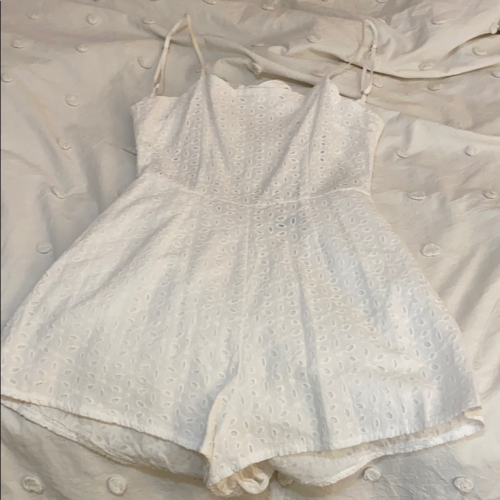 LF Mint Vanilla eyelet romper with tie back